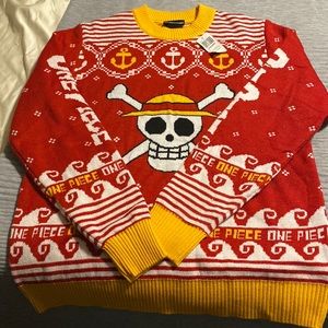 One Piece Straw Hat Pirates Jolly Roger Emblem Holiday Sweater BoxLunch